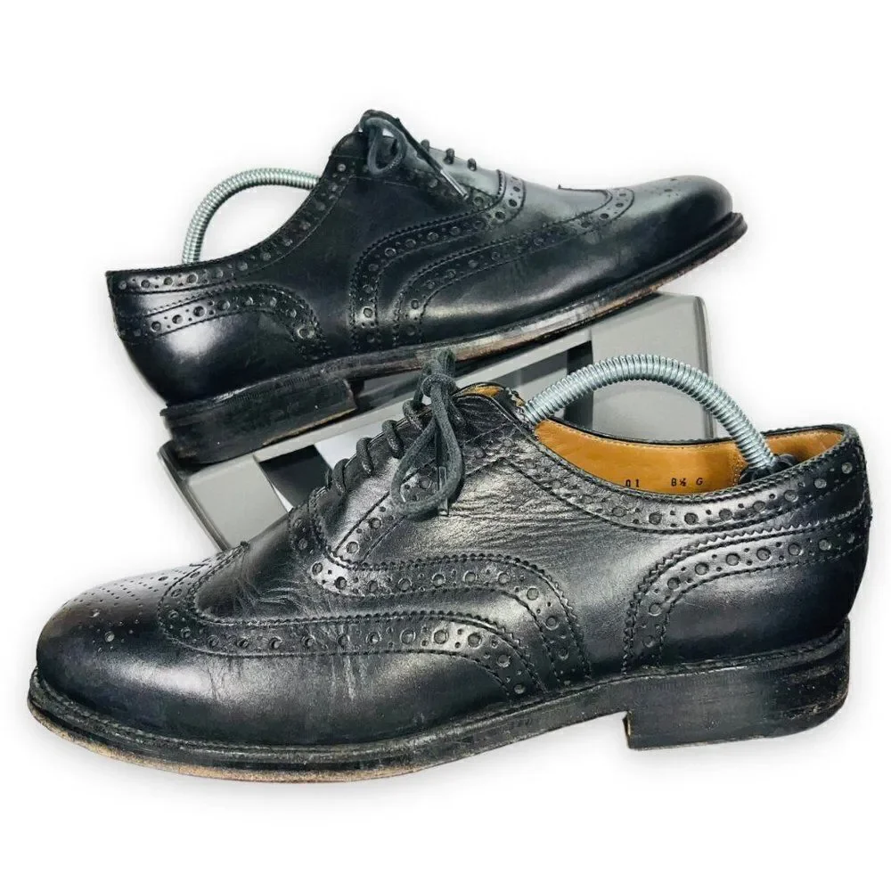 Grenson England Stanley Wingtip‎ Brogue Oxford Black Leather 5033 Men's US 9.5 G